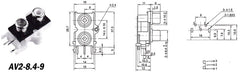 2-Position Gold-Plated Vertical RCA Connector – PCB Mount Type