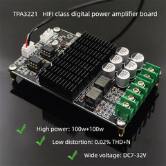 2025 Version DAMP-100 TPA3221 Class D Amplifier Board – Audiophile Finished Module, Dual-Channel HiFi Stereo [Discrete Amp Kits & Ready-Made Modules]