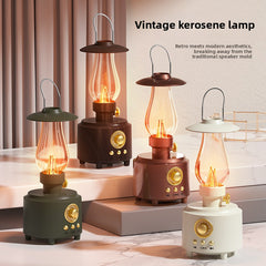 Kerosene lamp Bluetooth portable speaker, portable outdoor camping light stereo, flame atmosphere night light speaker