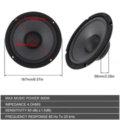 Factory Direct 6.5" Car Audio Full Range Subwoofer Speaker – 600W, Ideal for Car Modification