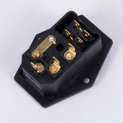 BRZHIFI Fever Copper Gold Plated 3-in-1 AC Power Socket with Switch Fuse Landline Tail Seat