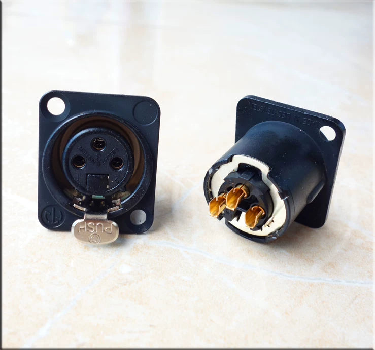 Swiss Nutrico NC3FD-LX-B black gold-plated balanced three-core XLR Canon female socket