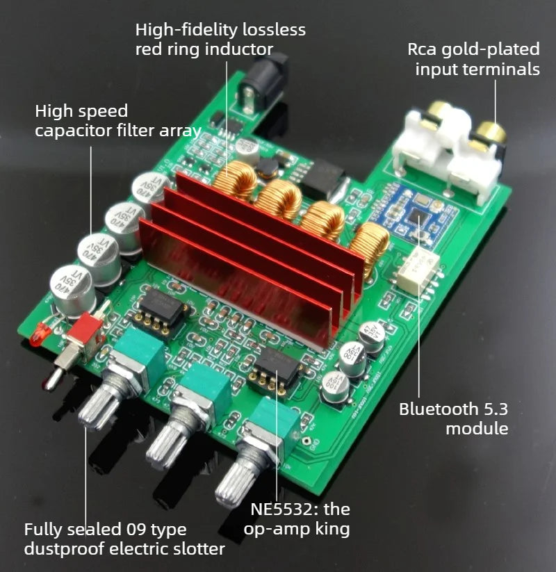 BL53A-TPA3116 | 2.0 Channel Digital Amplifier Board | Home-Use 100W x 2 with Premium Red Ring Inductors | Bluetooth 5.3