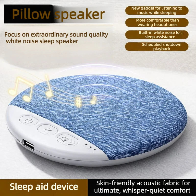 Sleep sound device, Bluetooth speaker, and noise-free speaker for scheduled sleep, placed beside, on, and under the pillow