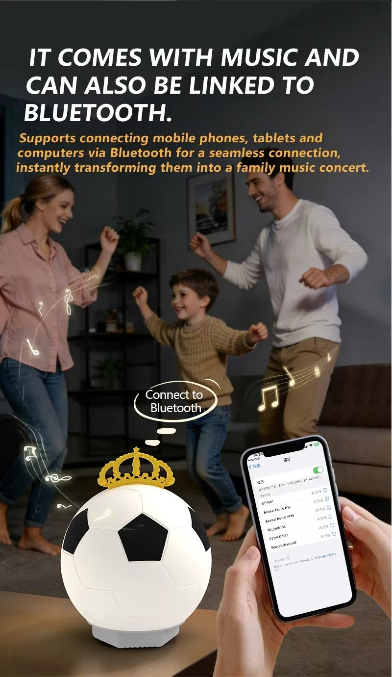 touch controlled football night light bluetooth speaker