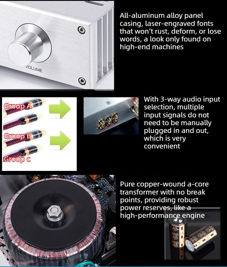 pa 49 thick film, rear and front stage combined amplifier, household high power power amplifier, 180w bluetooth 5.3