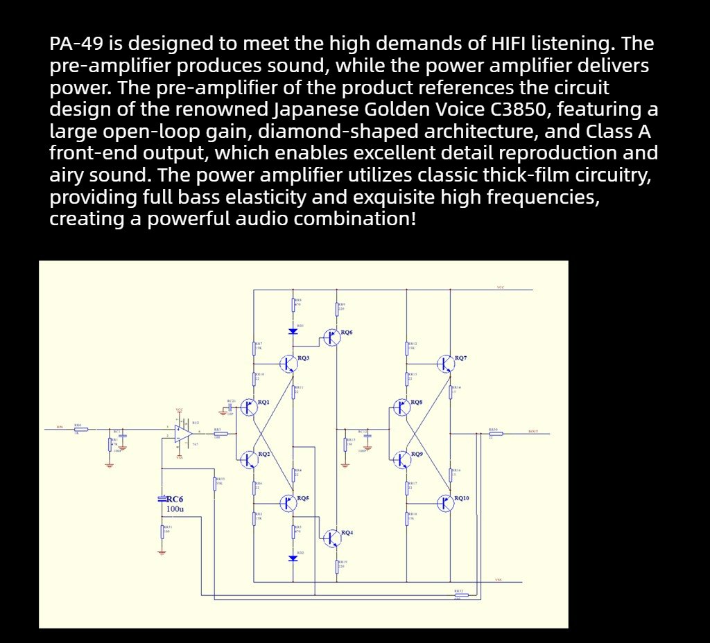 pa 49 thick film, rear and front stage combined amplifier, household high power power amplifier, 180w bluetooth 5.3