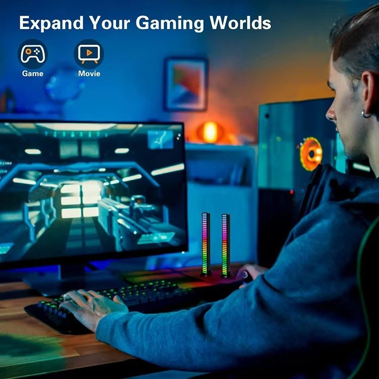 rgb sound pickup rhythm light, rechargeable, sound controlled led, music synchronized light, car sound pickup light, rhythm light