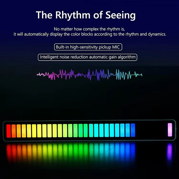 rgb sound pickup rhythm light, rechargeable, sound controlled led, music synchronized light, car sound pickup light, rhythm light