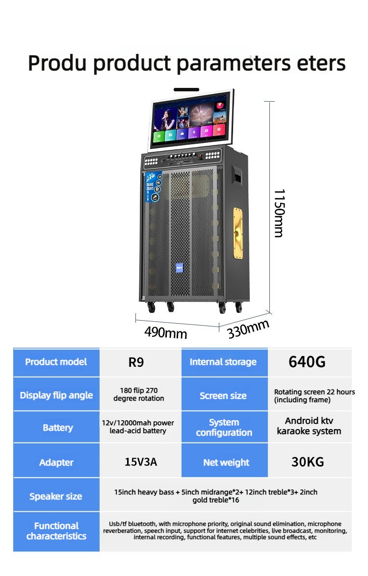 Outdoor Karaoke Speaker with Display & Powerful Subwoofer | Bluetooth Portable Singing Machine | All-in-One Audio System outdoor karaoke speaker with display & powerful subwoofer | bluetooth portable singing machine | all in one audio system