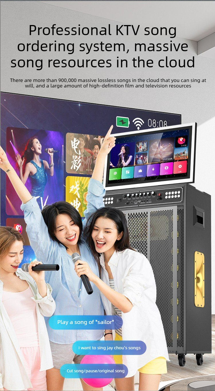 Outdoor Karaoke Speaker with Display & Powerful Subwoofer | Bluetooth Portable Singing Machine | All-in-One Audio System outdoor karaoke speaker with display & powerful subwoofer | bluetooth portable singing machine | all in one audio system